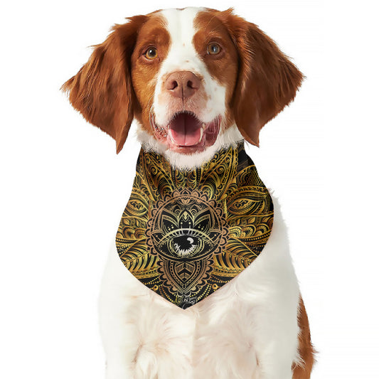 Golden Spiritual Lotus Print Dog Bandana