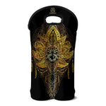 Golden Spiritual Lotus Print Double Neoprene Wine Tote
