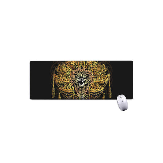 Golden Spiritual Lotus Print Extended Mouse Pad