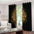 Golden Spiritual Lotus Print Extra Wide Grommet Curtains