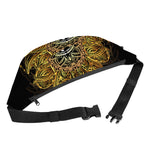 Golden Spiritual Lotus Print Fanny Pack