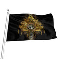 Golden Spiritual Lotus Print Flag