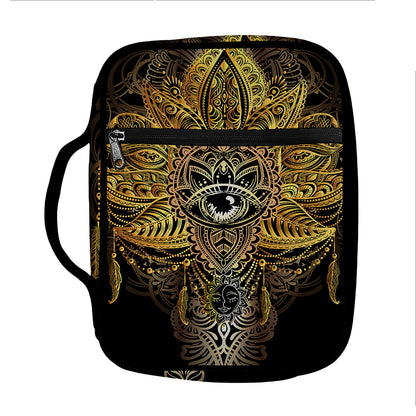 Golden Spiritual Lotus Print Front Pocket Bible Bag