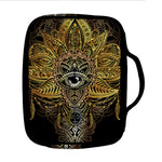 Golden Spiritual Lotus Print Front Pocket Bible Bag