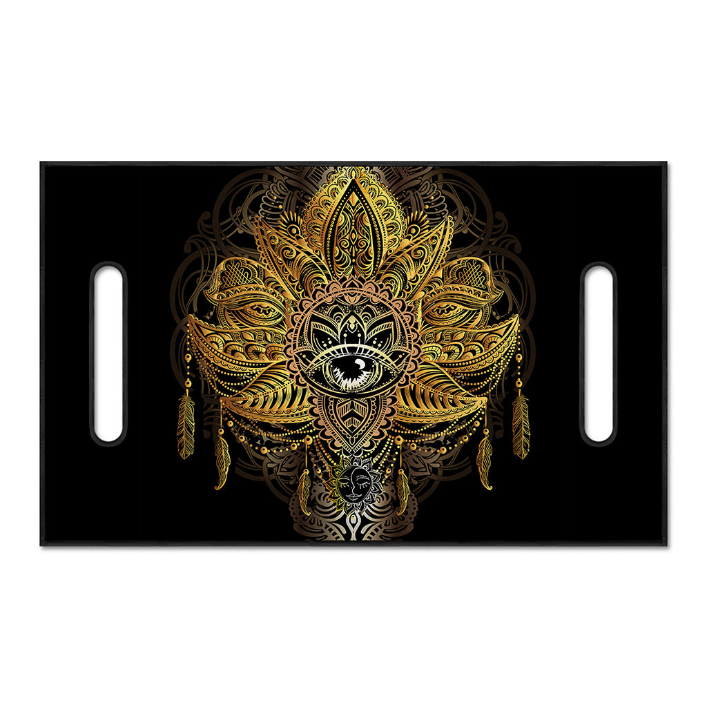 Golden Spiritual Lotus Print Golf Cart Seat Cover