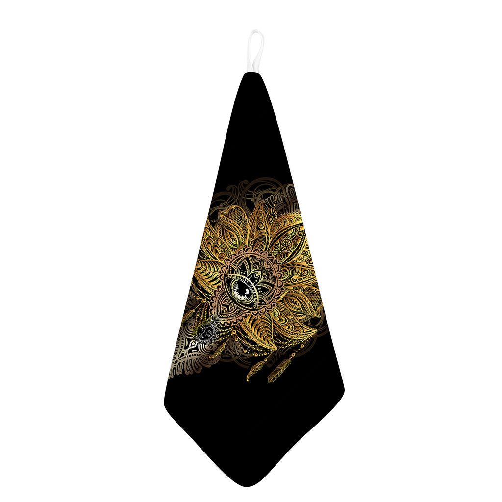 Golden Spiritual Lotus Print Hand Towel