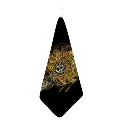 Golden Spiritual Lotus Print Hand Towel