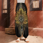 Golden Spiritual Lotus Print Harem Pants