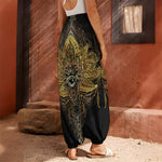 Golden Spiritual Lotus Print Harem Pants