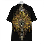Golden Spiritual Lotus Print Hawaiian Shirt