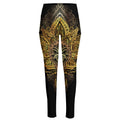 Golden Spiritual Lotus Print High-Waisted Pocket Leggings
