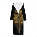 Golden Spiritual Lotus Print Hooded Bathrobe