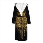 Golden Spiritual Lotus Print Hooded Bathrobe