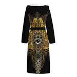 Golden Spiritual Lotus Print Hooded Bathrobe