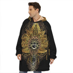Golden Spiritual Lotus Print Hoodie Blanket