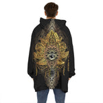 Golden Spiritual Lotus Print Hoodie Blanket