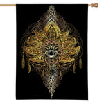 Golden Spiritual Lotus Print House Flag
