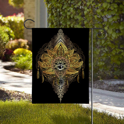Golden Spiritual Lotus Print House Flag
