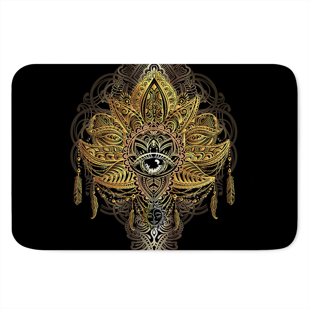 Golden Spiritual Lotus Print Indoor Door Mat