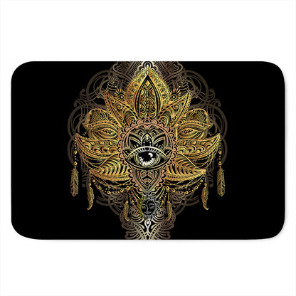 Golden Spiritual Lotus Print Indoor Door Mat
