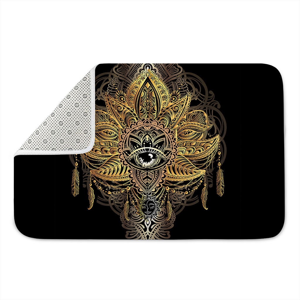 Golden Spiritual Lotus Print Indoor Door Mat