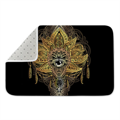 Golden Spiritual Lotus Print Indoor Door Mat