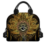 Golden Spiritual Lotus Print Insulated Lunch Bag