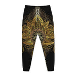 Golden Spiritual Lotus Print Jogger Pants