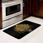 Golden Spiritual Lotus Print Kitchen Mat
