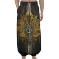 Golden Spiritual Lotus Print Lantern Pants