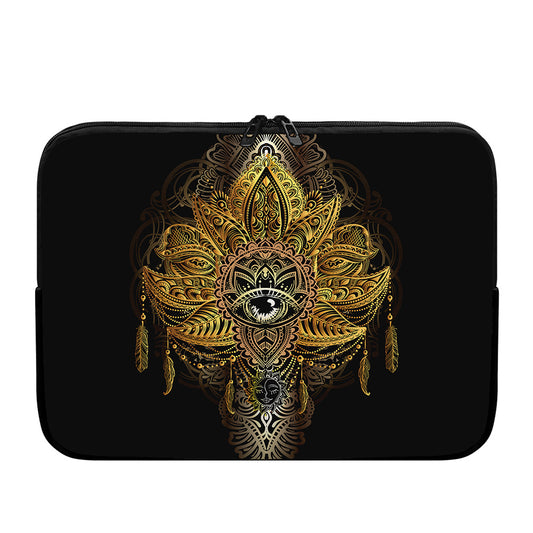 Golden Spiritual Lotus Print Laptop Sleeve