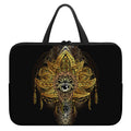 Golden Spiritual Lotus Print Laptop Sleeve With Handle