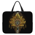 Golden Spiritual Lotus Print Laptop Sleeve With Handle