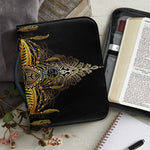 Golden Spiritual Lotus Print Leather Bible Cover
