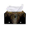 Golden Spiritual Lotus Print Leather Tissue Box Cover
