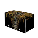 Golden Spiritual Lotus Print Leather Tissue Box Cover