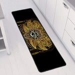 Golden Spiritual Lotus Print Long Kitchen Mat