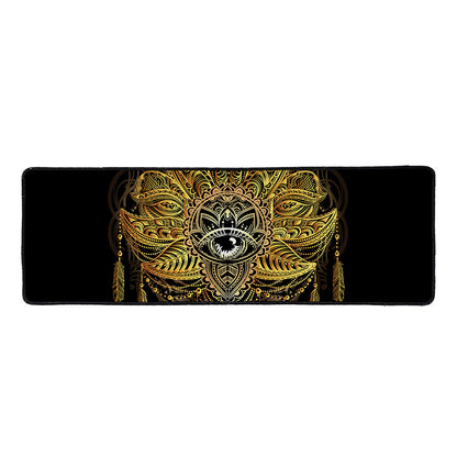 Golden Spiritual Lotus Print Long Kitchen Mat