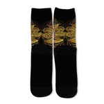Golden Spiritual Lotus Print Long Socks