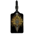 Golden Spiritual Lotus Print Luggage Tag