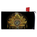 Golden Spiritual Lotus Print Mailbox Cover