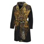 Golden Spiritual Lotus Print Men's Bathrobe