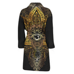 Golden Spiritual Lotus Print Men's Bathrobe