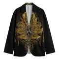 Golden Spiritual Lotus Print Men's Blazer
