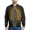 Golden Spiritual Lotus Print Men's Bomber Jacket
