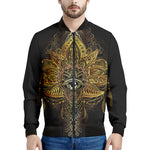 Golden Spiritual Lotus Print Men's Bomber Jacket