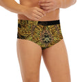 Golden Spiritual Lotus Print Men's Briefs