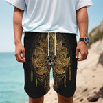 Golden Spiritual Lotus Print Men's Cargo Shorts