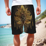 Golden Spiritual Lotus Print Men's Cargo Shorts