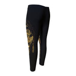 Golden Spiritual Lotus Print Men's Compression Pants